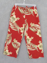 Banana Bay Womens Capri Pants Sz M Maroon Tie Waist 100% Silk Zipper Pockets Nwd - £17.39 GBP