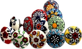12 Pieces Vintage Ceramic Multi Color Knobs Pack Cabinet Knobs Drawer Pull - £15.56 GBP