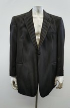 HUGO BOSS Mens Virgin Wool Blend Single Breast Suit Jacket Black Striped 45W 40R - £26.07 GBP