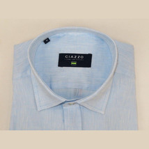 Men's Ciazzo Turkey 100% Linen Breathable Shirt Short Sleeves #Linen 19 Lt Blue image 7