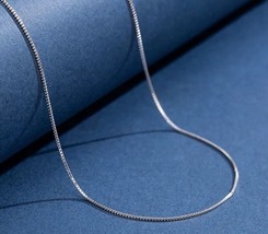 18ct Solid White Gold Fine Box Chain Necklace - 18K Pt950, Platinum, gift, shiny - £138.42 GBP