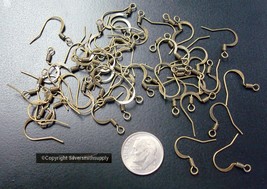 Fish hook earring wires 50 antique bronze plated coil design open loop F... - $1.93