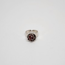 Sterling Silver Cocktail Ring Brutalist Red Stone Wire Wrap English Hallmark Vtg - £46.22 GBP