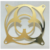 80mm Laser cut Chrome Steel Biohazard Fan Grill (Gold) - £14.25 GBP