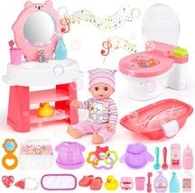 Deao 12 Inch Baby Doll Set 26 Pcs Doll Playset With Bathroom Sink,Toilet,Bathtub - £35.44 GBP