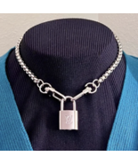 New Louis Vuitton Silver-Toned Lock on 16&quot; Box Link Chain Choker Necklace - $89.00