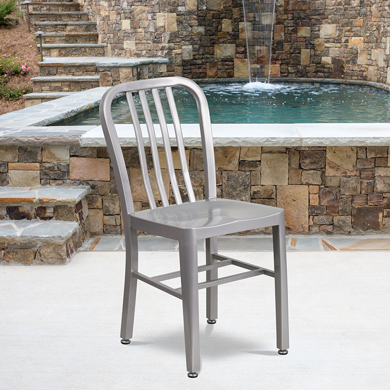 Silver Indoor-Outdoor Chair CH-61200-18-SIL-GG