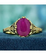 14K Yellow Gold Natural Ruby Vintage Style Filigree Solitaire Ring - $1,300.00