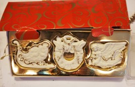 Avon Set of 3 Bisque Porcelain Ornaments with 24K Gold Accents  - £5.48 GBP