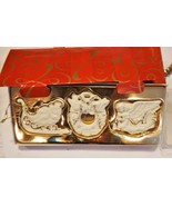 Avon Set of 3 Bisque Porcelain Ornaments with 24K Gold Accents  - £5.60 GBP