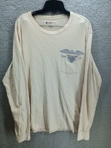Lucky brand Mens Long Sleeve Pullover Shirt Logo Cream Vintage Size Large - £14.08 GBP