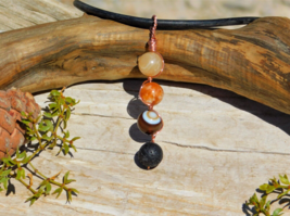 Gemstone Aromatherapy Drop Pendant with Calcite Opal &amp; Agate for Energy ... - £15.98 GBP