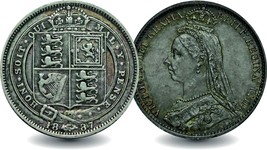 Queen Victoria Jubilee 1887 Sixpence Coin Fine Grade - $39.00