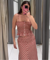 Zara Bnwt 2025. White Red Midi Skirt Gingham Check. 3152/417/061 - £70.03 GBP