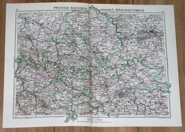 1932 Original Vintage Map Of Saxony Anhalt Sachsen Berlin Harz / Germany - $24.22