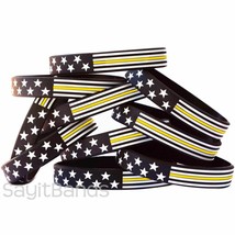 10 US Flag Stars and Stripes Wristband Featuring Thin YELLOW Line USA Bracelets - £6.95 GBP