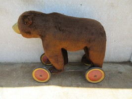 Large Antique German Label Steiff Grizzly Bear Ride On Wheels  RARE - $1,757.44