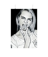 Cara Delevingne Graphic Print Black &amp; White Art Matte Vertical Poster - $14.38+