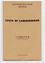 Lucia di Lammermoor Metropolitan Opera Libretto Gaetano Donizetti - £14.09 GBP
