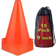 9 Inch Cones Sports, 15 Pack Orange Soccer Cones Training Agility Field ... - $35.99
