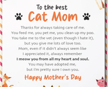 Cat Mom Mothers Day Card, Mothers Day Card from Pets with Envelope and S... - $14.16