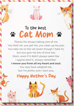 Cat Mom Mothers Day Card, Mothers Day Card from Pets with Envelope and Seal, Cat - £11.07 GBP