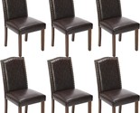 Set Of 6 Elegantly Upholstered Leather Dining Room Chairs With Wood Legs... - $350.94