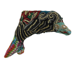 Zeckos Colorful Vintage Indian Sari Fabric Wrapped Dolphin Sculpture - £11.37 GBP