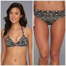 NWT BADGLEY MISCHKA 6 swimsuit 2pc bikini halter ruched front bottoms black sexy - £57.89 GBP