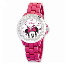 Disney Adult Size Pink Band with Crystal Bezel Minnie Mouse Watch - £49.56 GBP