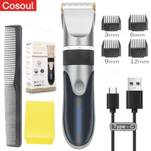 Professional Cordless Rechargeable Hair Clipper Electric Barber Trimmers... - £14.98 GBP