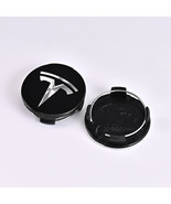 Set of 4Pcs - Tesla Wheel Center Cap Emblem Hub Caps - 56mm - Black Silver - $12.97 CAD