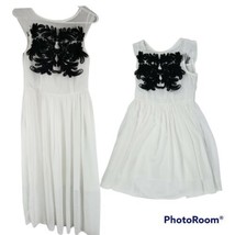 Mother &amp; Daughter Twin Chiffon Dress Long White Short Sleeve Women LG Girls 10 - £72.15 GBP