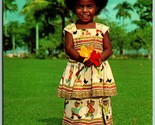 Little Girl IN Fiji Detto Elizabeth Likes Raccogliere Fiori Cromo Cartol... - $3.03