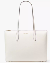 Kate Spade All Day Large Zip Top Tote White Leather Laptop Bag PXR00387 NWT $328 - £110.78 GBP