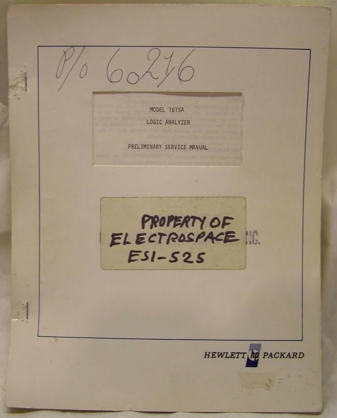 HP LOGIC ANALYZER 1615A PRELIMINARY SERVICE MANUAL - $9.99