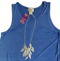 Lavish Womens XL Shark Bite Top Sleeveless w Necklace Blue Tunic - £11.22 GBP