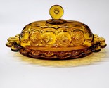 LE Smith MOON AND STARS Butter Dish Rich HONEY GOLD AMBER - Vintage 1950... - $54.42