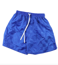NOS Vtg 90s Youth Large Blank Checkered Nylon Running Soccer Shorts Roya... - $23.71