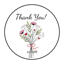 30 Thank You Floral Envelope Seals Labels Stickers 1.5&quot; Round Flowers Bouquet - £5.98 GBP