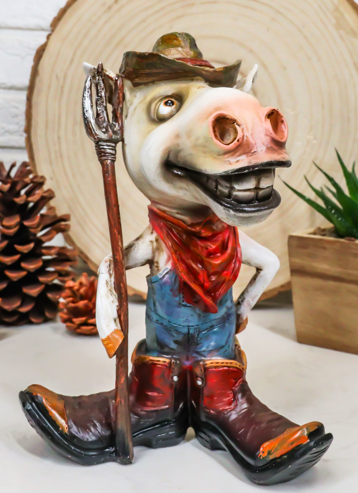 Rustic Western Country Farm Comical Cowboy Horse With Pitchfork Boots Fi... - $24.99