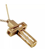 Metal Gold Plated 18K Cross Pendant w/ Holy Water &amp; Holy Soil 34cm/13.5&quot; - $632.11 MXN