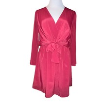 TOPSHOP RED V NECK TIE FRONT CROSSOVER LONG SLEEVE MINI DRESS WOMEN SIZE 4 - $11.48