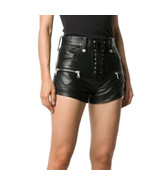 Women&#39;s Leather Shorts Pants Black Women Leather Gym Summer Pants - £76.33 GBP+