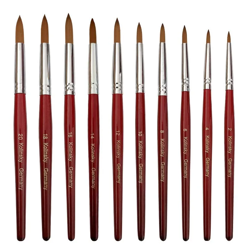 20% Kolinsky Acrylic Brushes Kits Liquid Nail Extend Art Tool Pen Natural Red - £9.70 GBP+