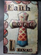 Metal Art Faith Hope Love Wall Sign Hanging Christian Home Decoration - $12.46