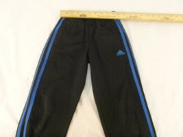 Children Youth Unisex Adidas Black Electric Blue Striped Athletic Pants 31476 - £11.16 GBP