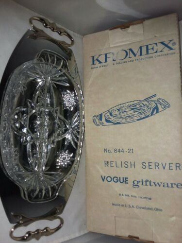 Primary image for Kromer Relish Server Vogue Giftware USA 844 21 New old stock in Original Box Vtg