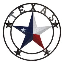 Western Patriotic Lone Star State Texas With 4 Stars Metal Wall Circle Sign 24&quot;D - £44.75 GBP