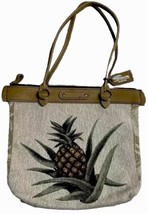 Down Home Leather Double Handle Shoulder Bag Pineapple Hawaiian Theme - $19.59